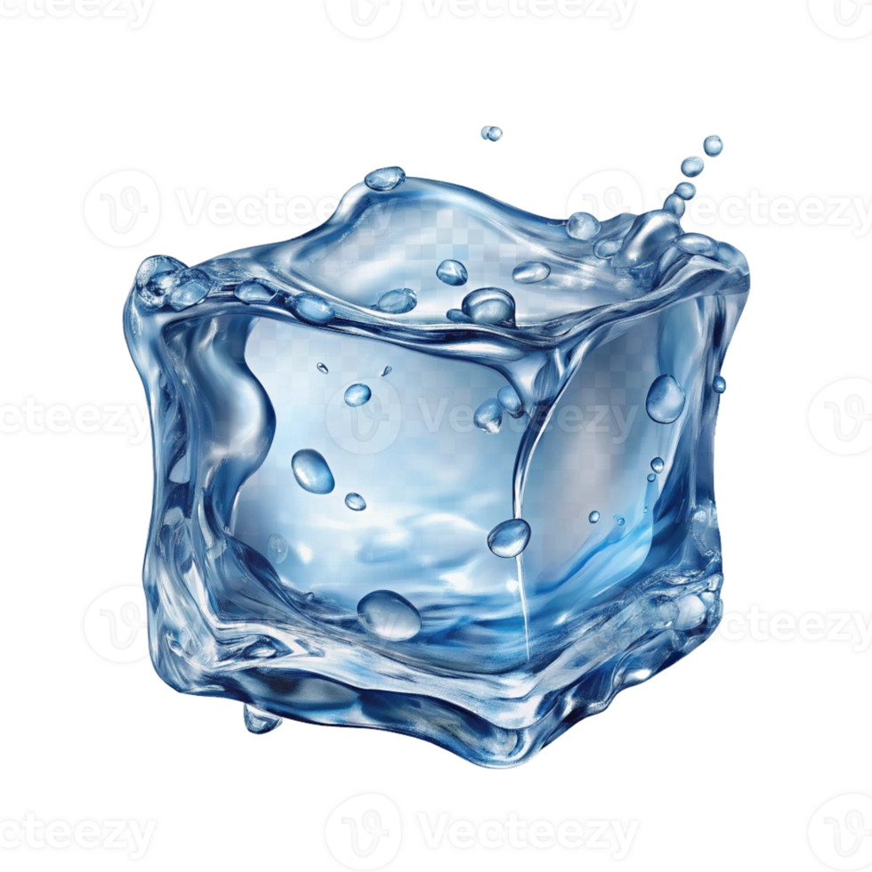 Crystal Clear Ice Cube with Water Droplets png
