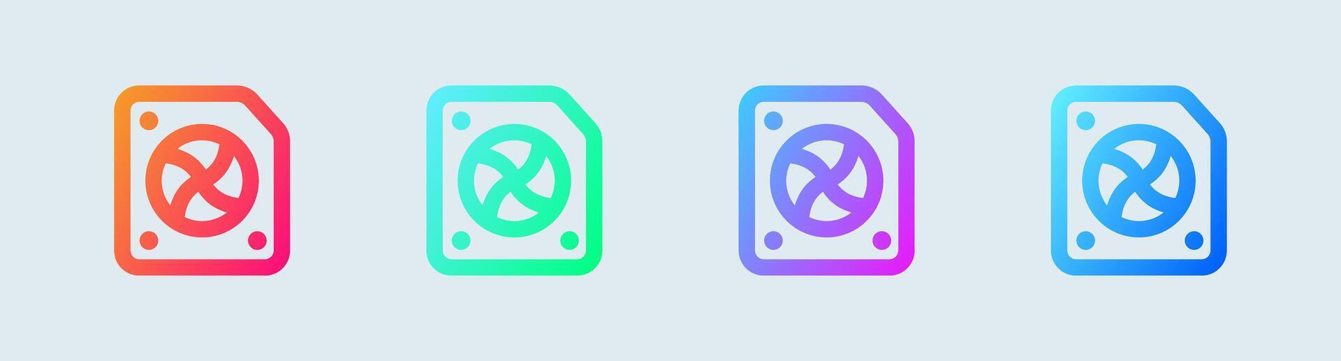 Gpu line icon in gradient colors. Processor signs illustration. vector
