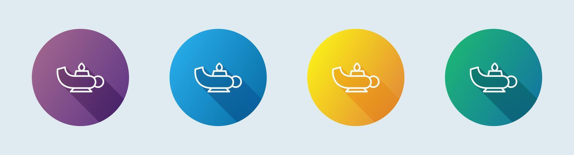 Magic lamp line icon in flat design style. Magical signs illustration. vector