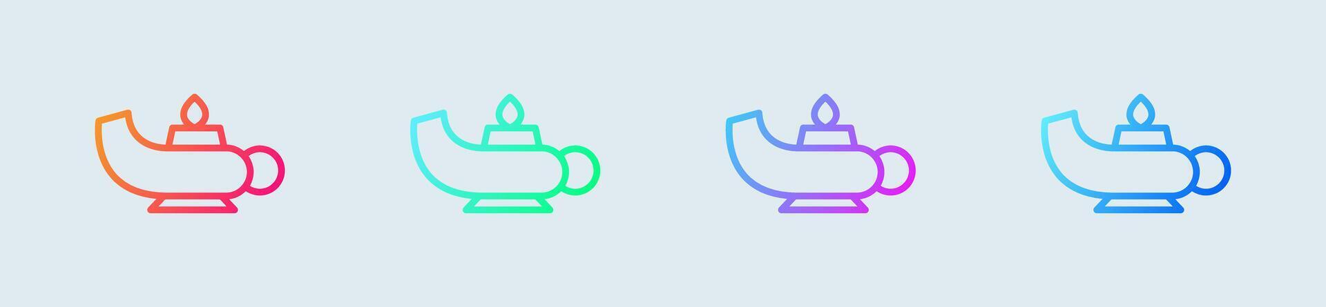 Magic lamp line icon in gradient colors. Magical signs illustration. vector