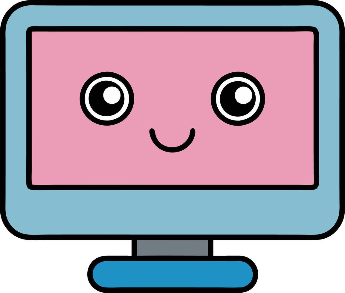 Monitor screen illustration, perfect for cartoon, clipart, and line art design projects vector