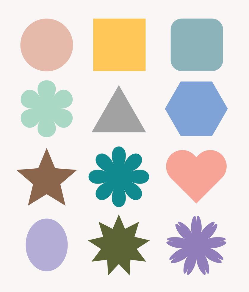 flat design cute colorful basic shape geometric element design vector