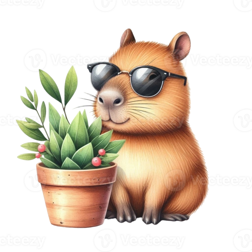 aigenerated capybara in a pot png