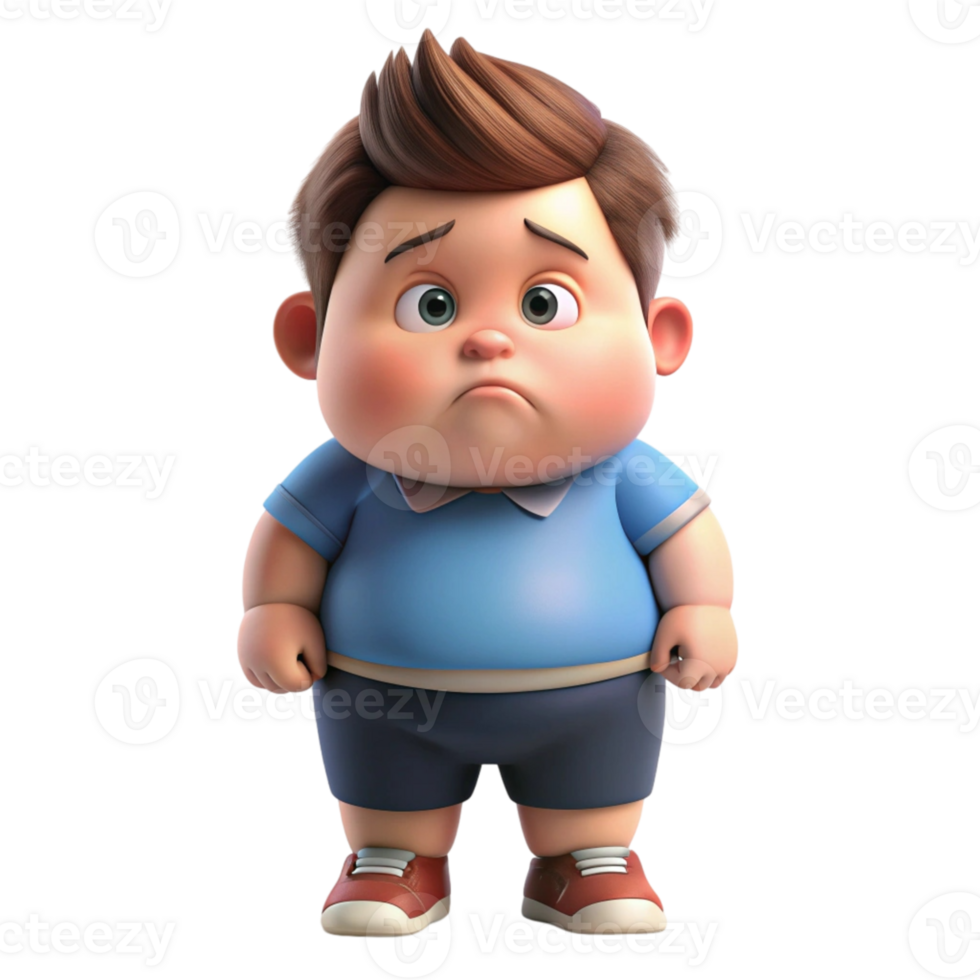 aigenerated cartoon boy with sad face png