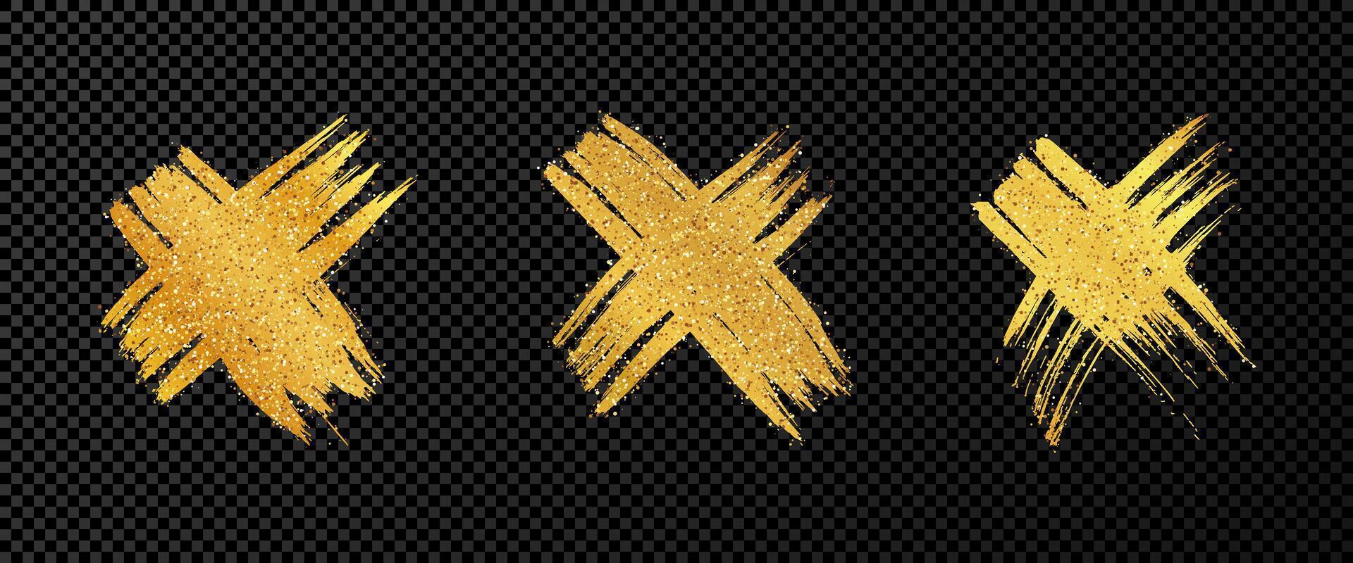 Gold hand drawn cross symbol vector