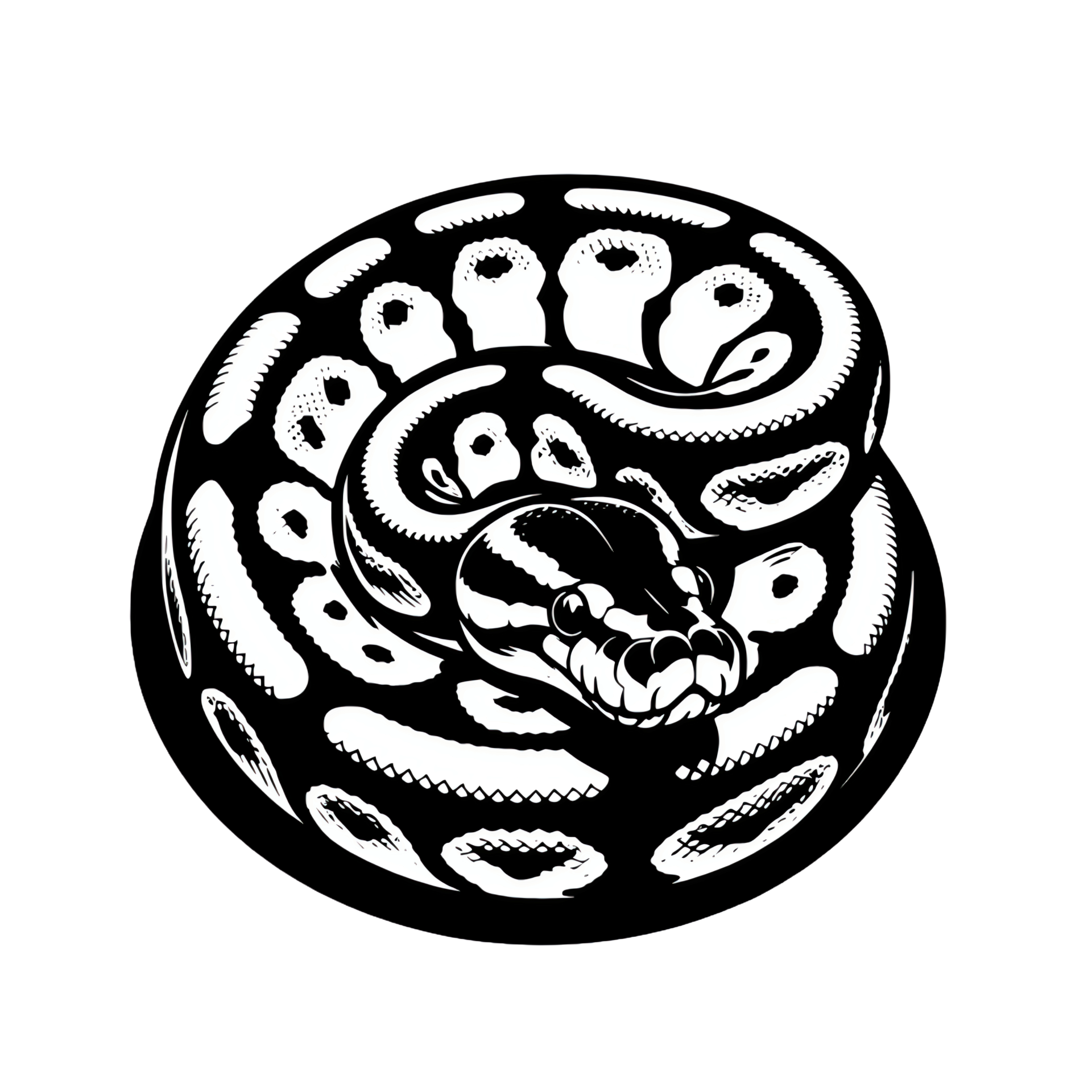 Ball python snake black and white silhouette reptile illustration ...