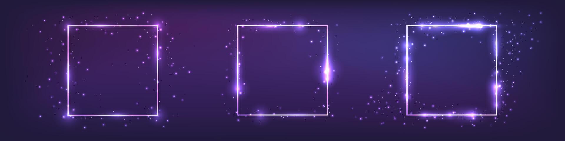 Set of neon frames with shining effects vector