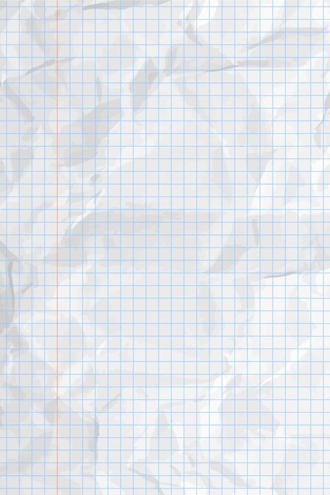 White clean crumpled checkered paper vector