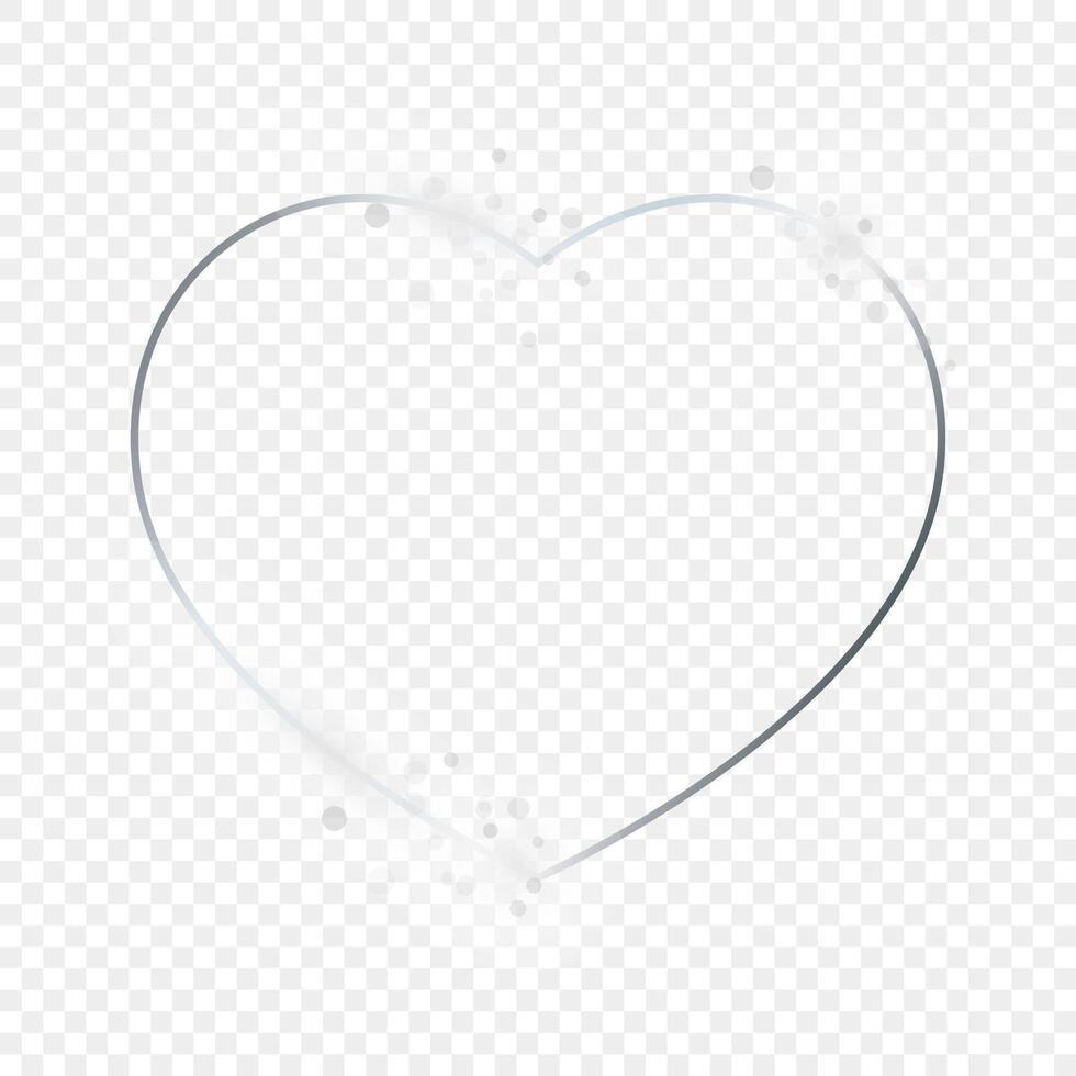 Silver glowing heart shape frame with sparkles vector