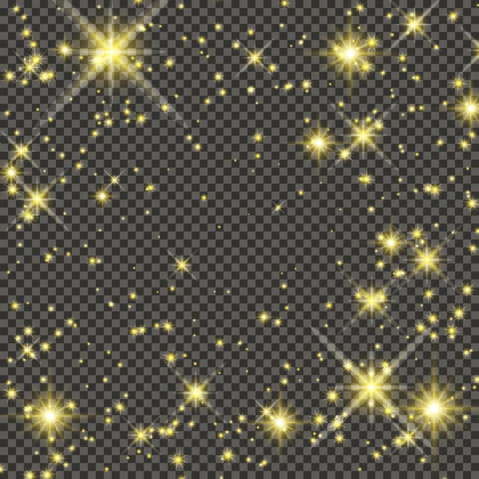 Gold glittering dust on a gray background. Dust with gold glitter effect and empty space for your text. illustration vector