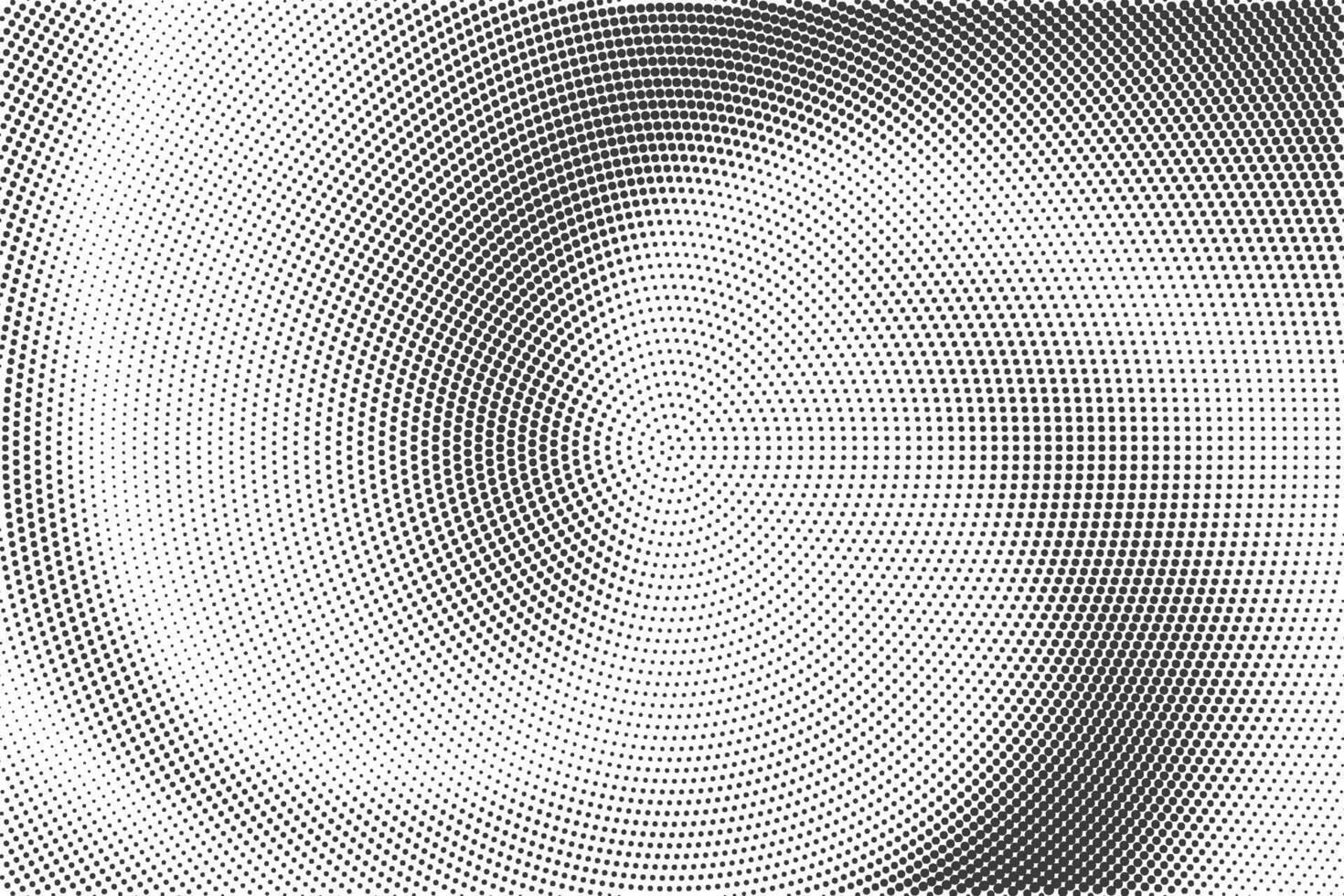 Dotted gradient pattern. Halftone textured effect. Grunge noisy abstract bg. Wavy radial grainy elements on white backdrop. Radiate shade with pixels. vector