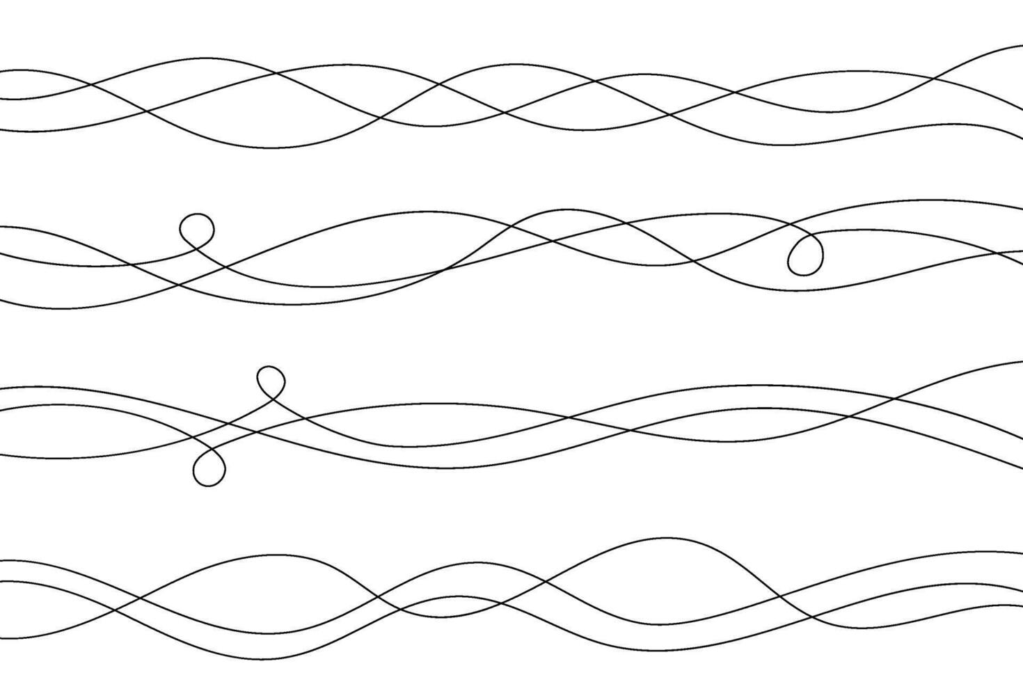 Wavy lines. Abstract illustration on white background. Curve flow dynamic design. Liquid music soundwaves. Scribble swirl strokes. Doodle stream art vector