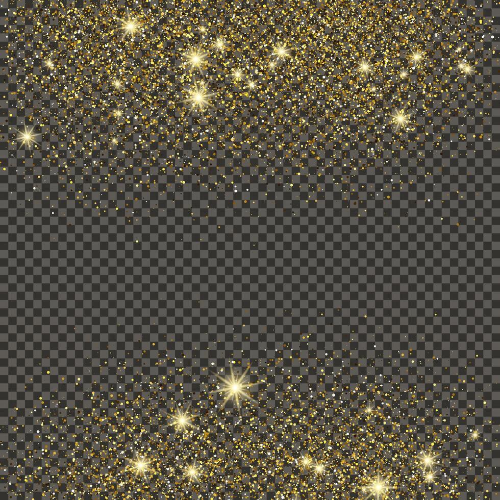 Gold glittering dust on a gray background. Dust with gold glitter effect and empty space for your text. illustration vector
