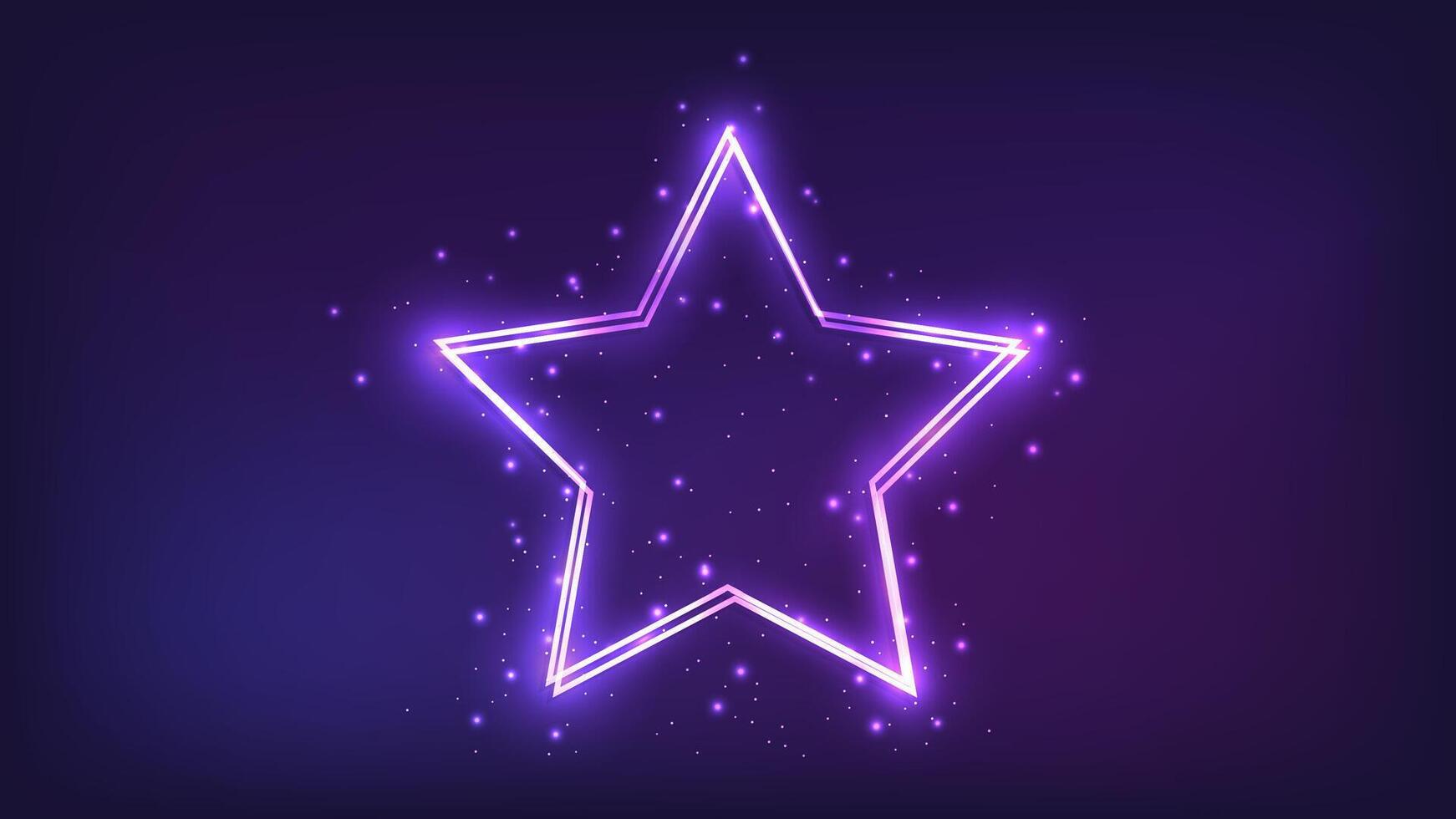 Neon double frame with shining effects vector