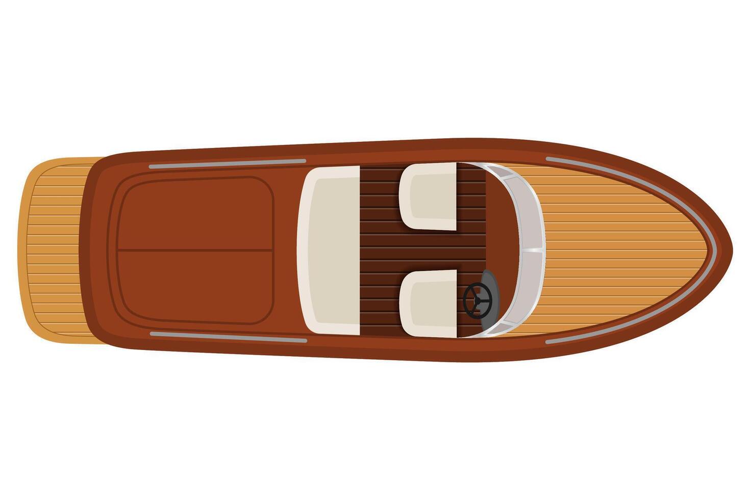 motor boat vintage old retro made of wooden flat style illustration isolated on white background vector