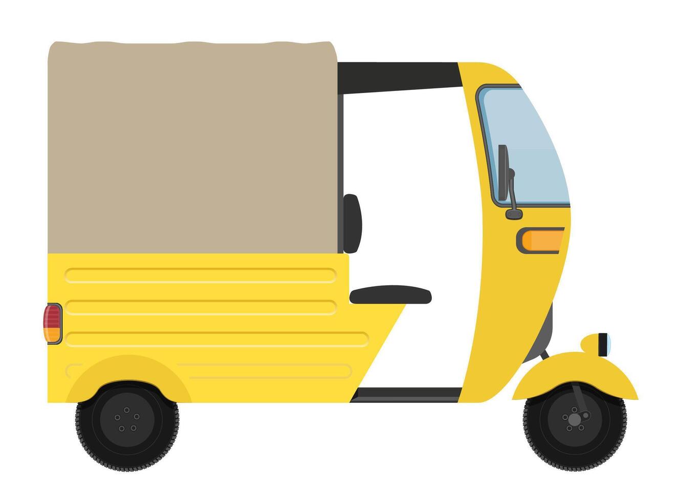 motor rickshaw tuk-tuk indian taxi transport flat style illustration isolated on white background vector