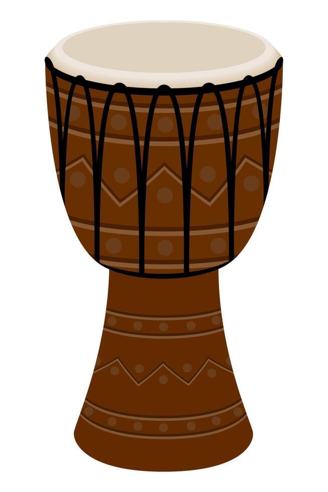 djembe drum musical instrument flat style illustration isolated on white background vector