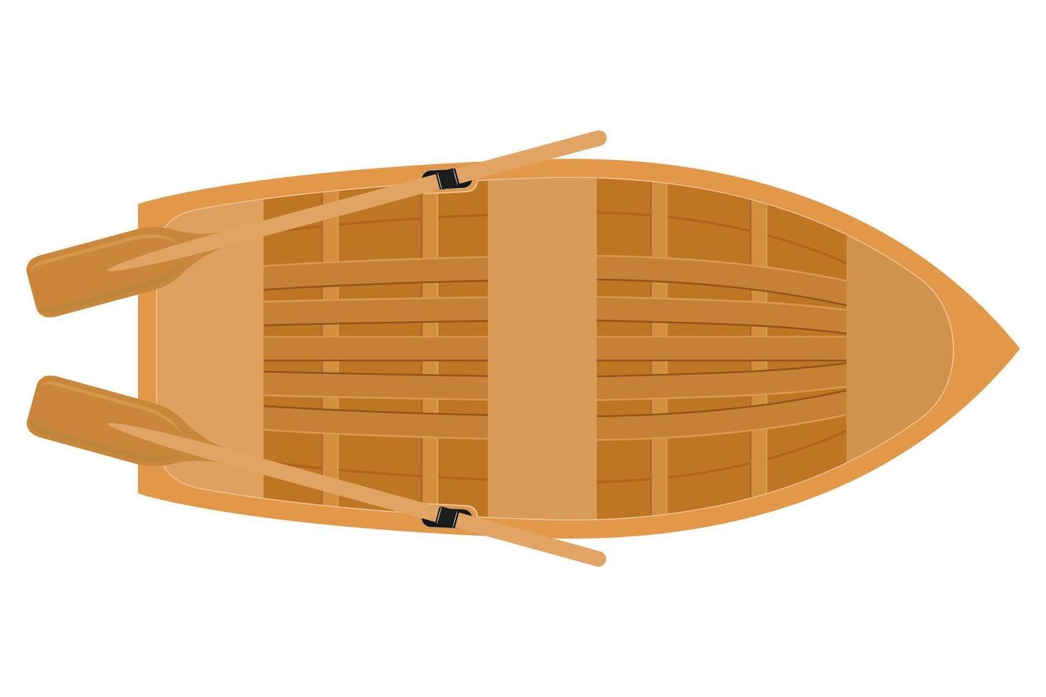 wooden boat top view flat style illustration isolated on white background vector