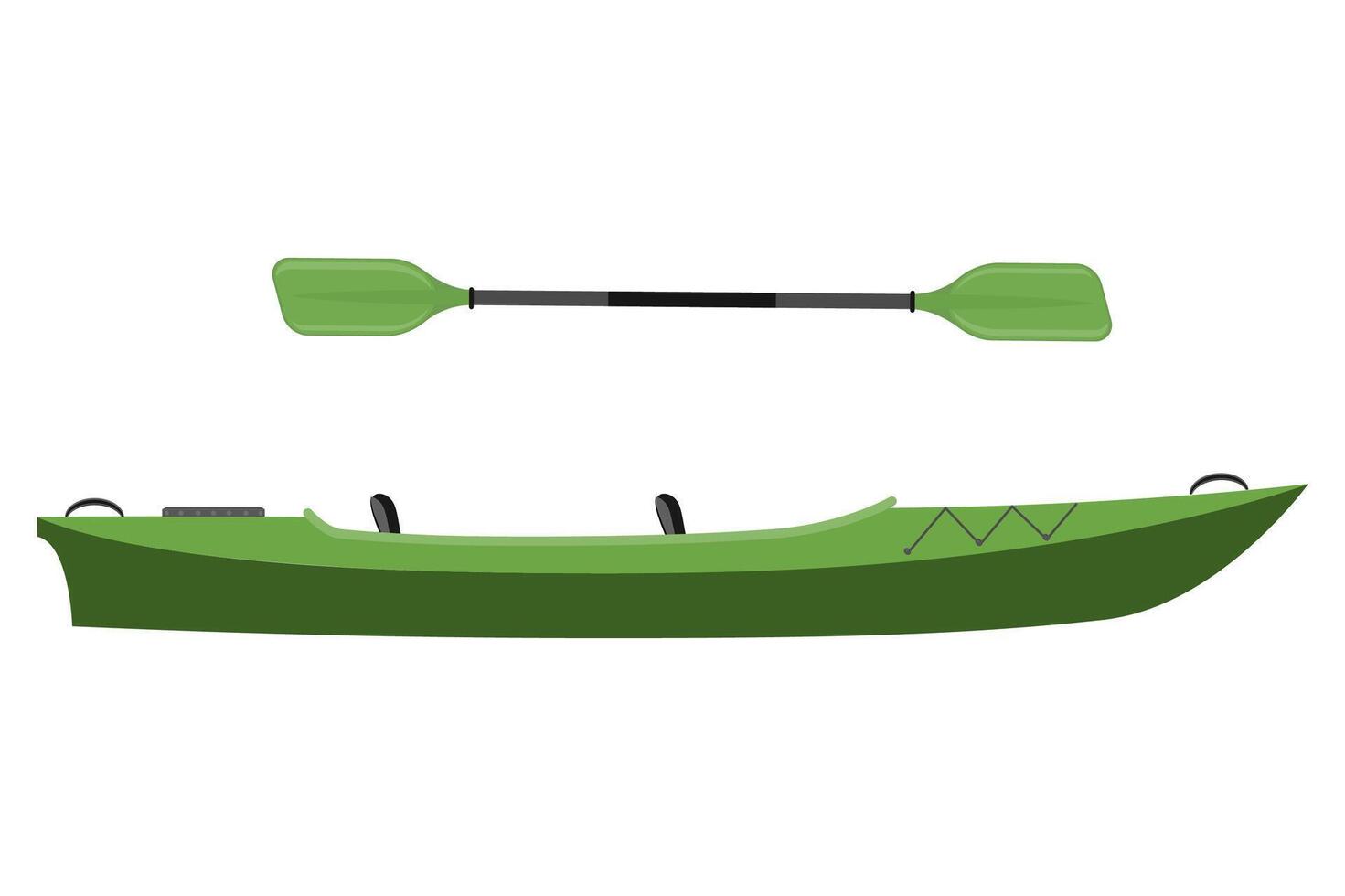 kayak from plastic for fishing and tourism flat style illustration isolated on white background vector