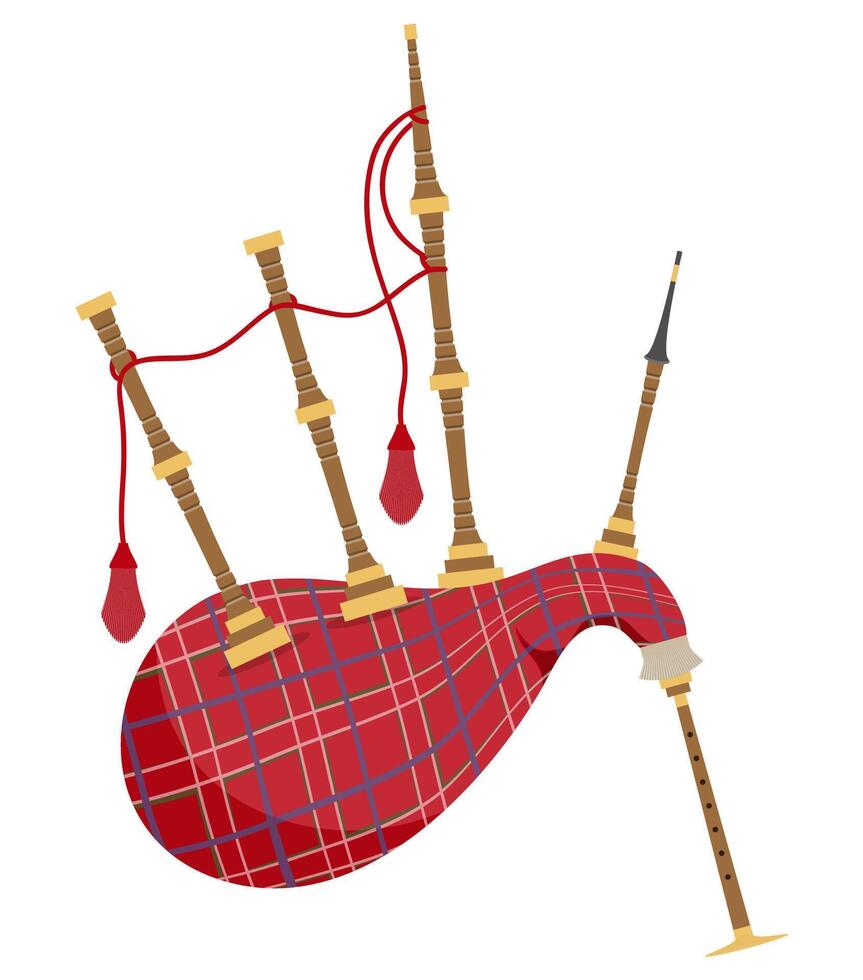 bagpipes musical instrument flat style illustration isolated on white background vector