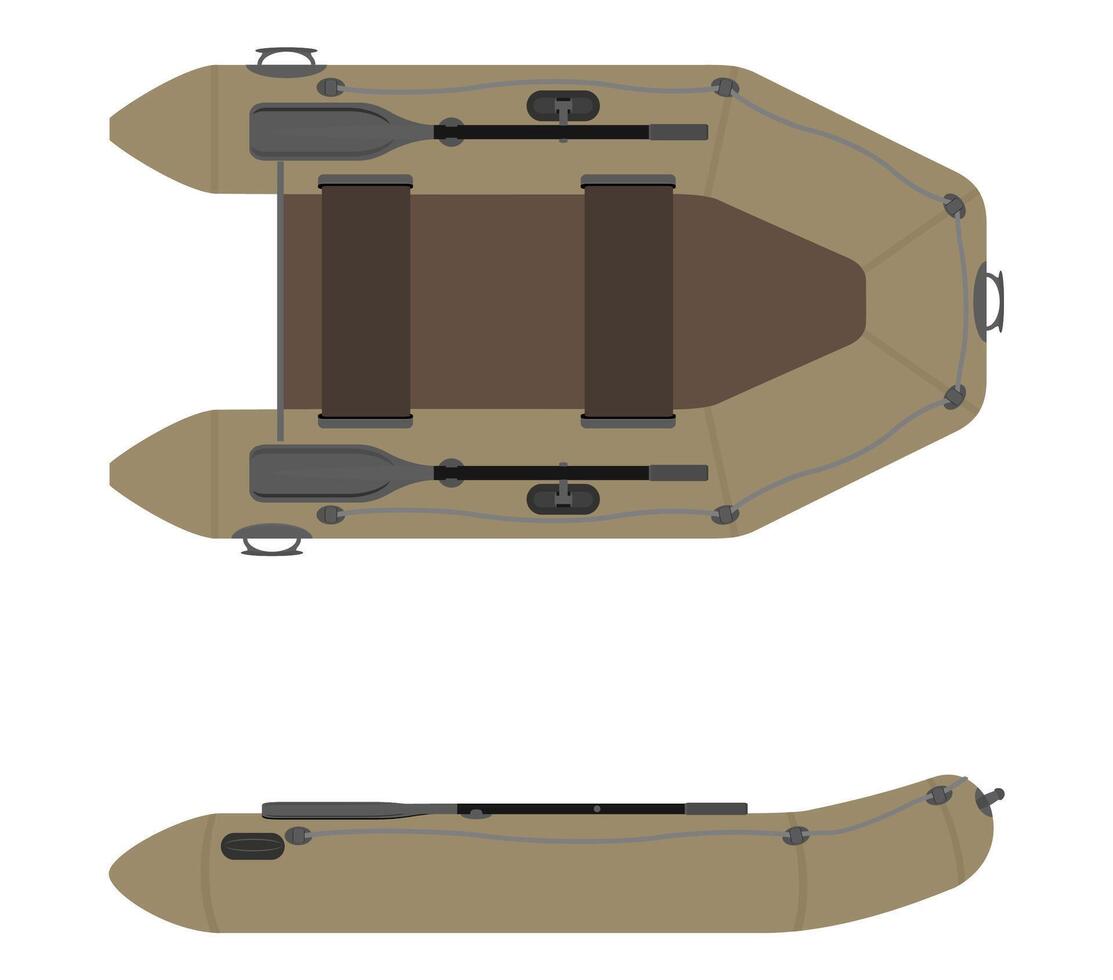 inflatable rubber boat for fishing and tourism flat style vecto illustration isolated on white background vector