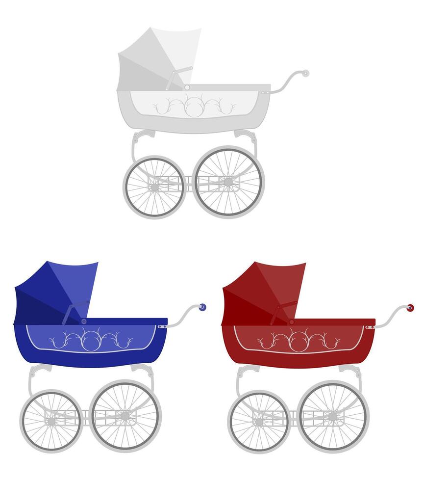 baby carriage flat style illustration isolated on white background vector