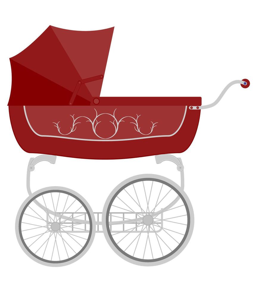 baby carriage flat style illustration isolated on white background vector