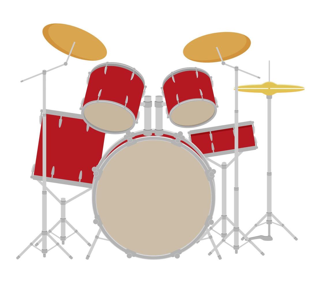 drum set musical instrument flat style illustration isolated on white background vector