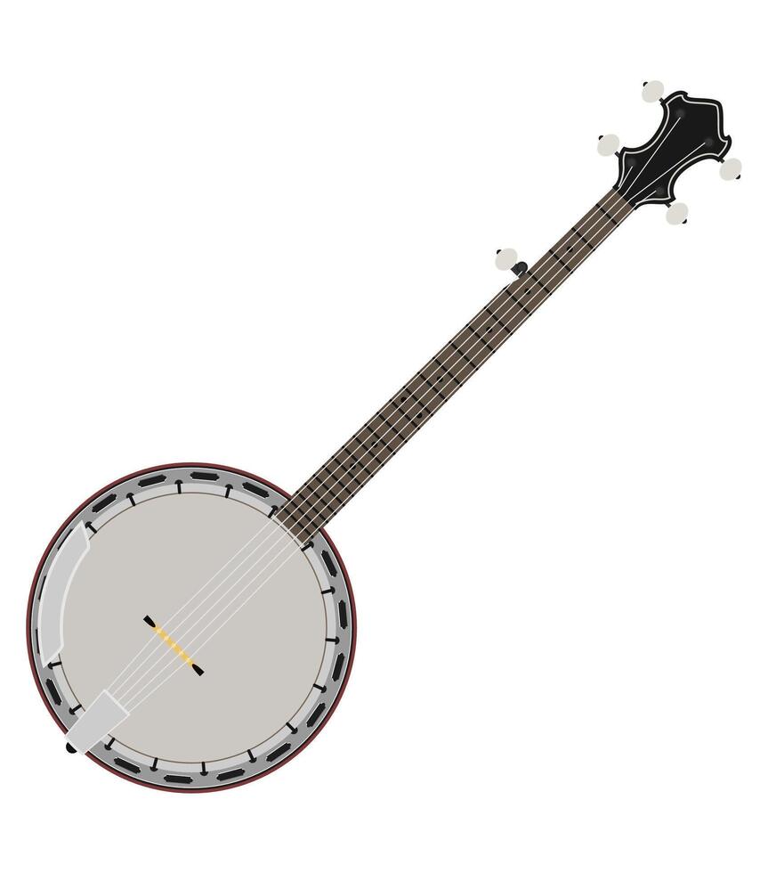 banjo musical instrument flat style illustration isolated on white background vector