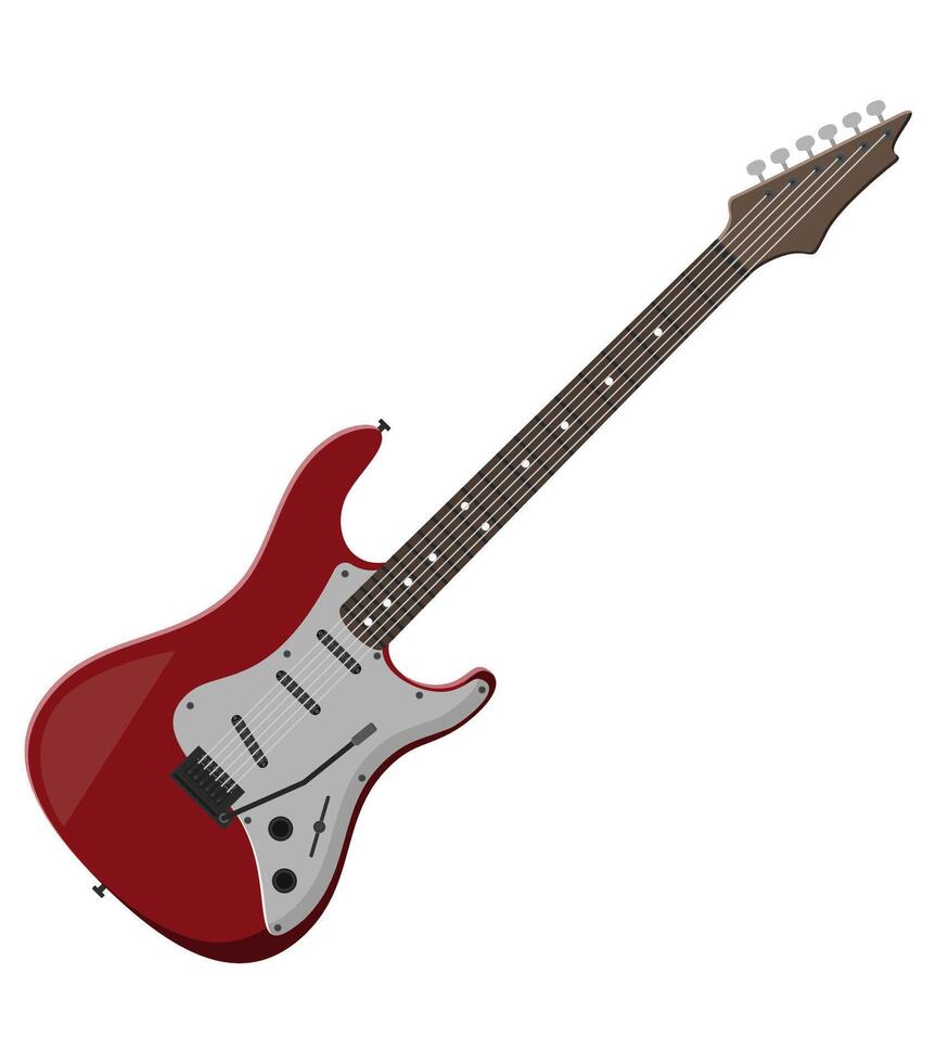 electric guitar musical instrument flat style illustration isolated on white background vector