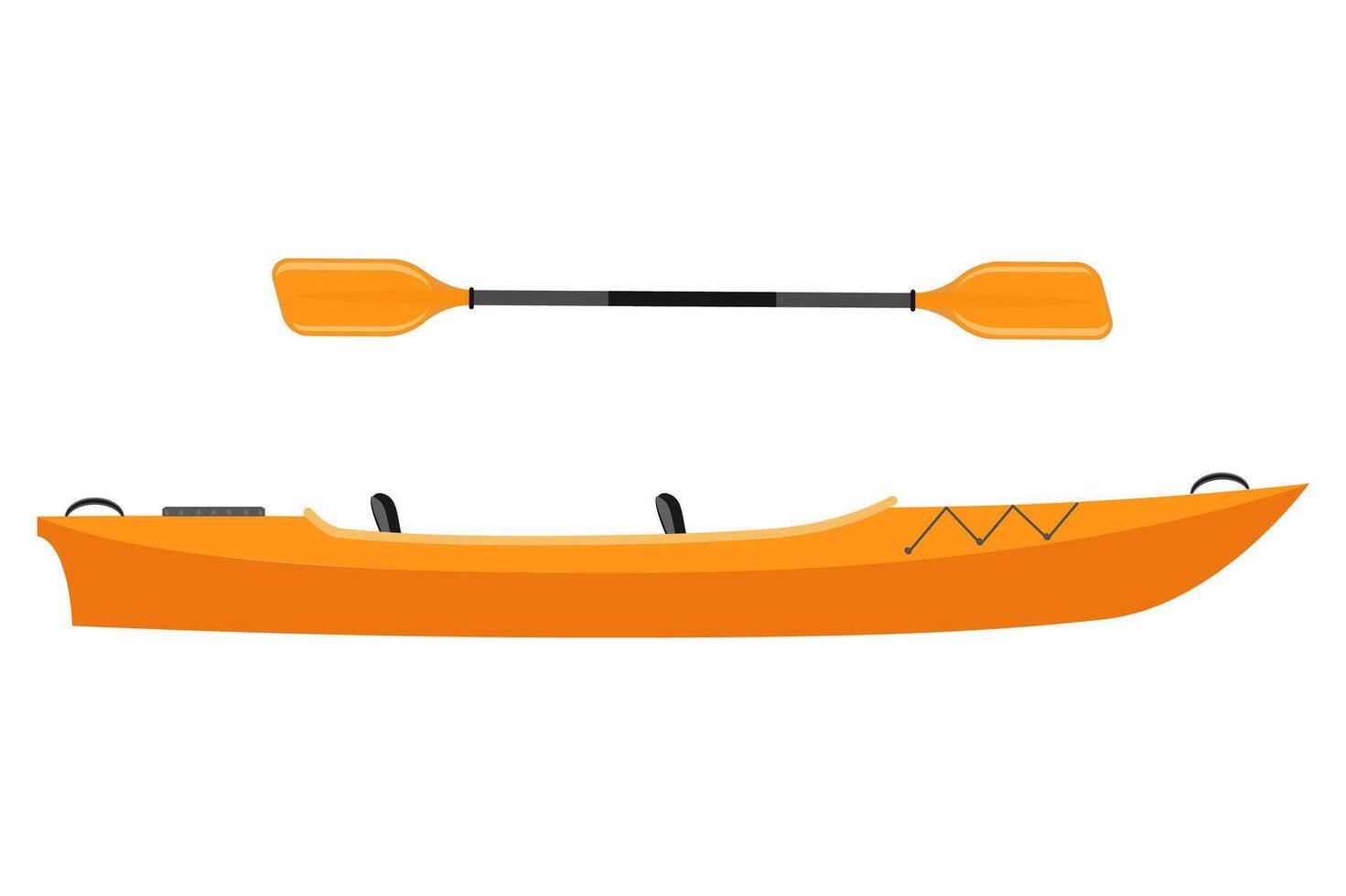 kayak from plastic for fishing and tourism flat style illustration isolated on white background vector