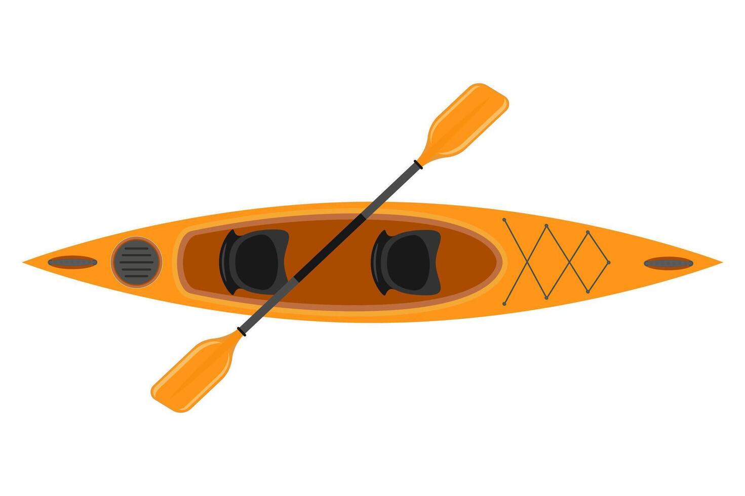 kayak from plastic for fishing and tourism flat style illustration isolated on white background vector
