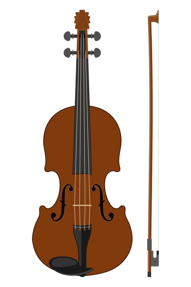 violin musical instrument flat style illustration isolated on white background vector