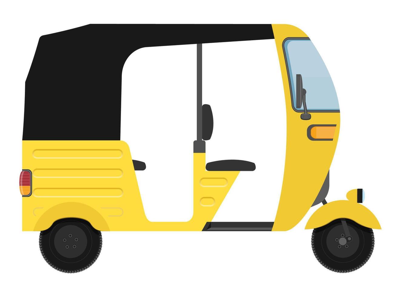 motor rickshaw tuk-tuk indian taxi transport flat style illustration isolated on white background vector