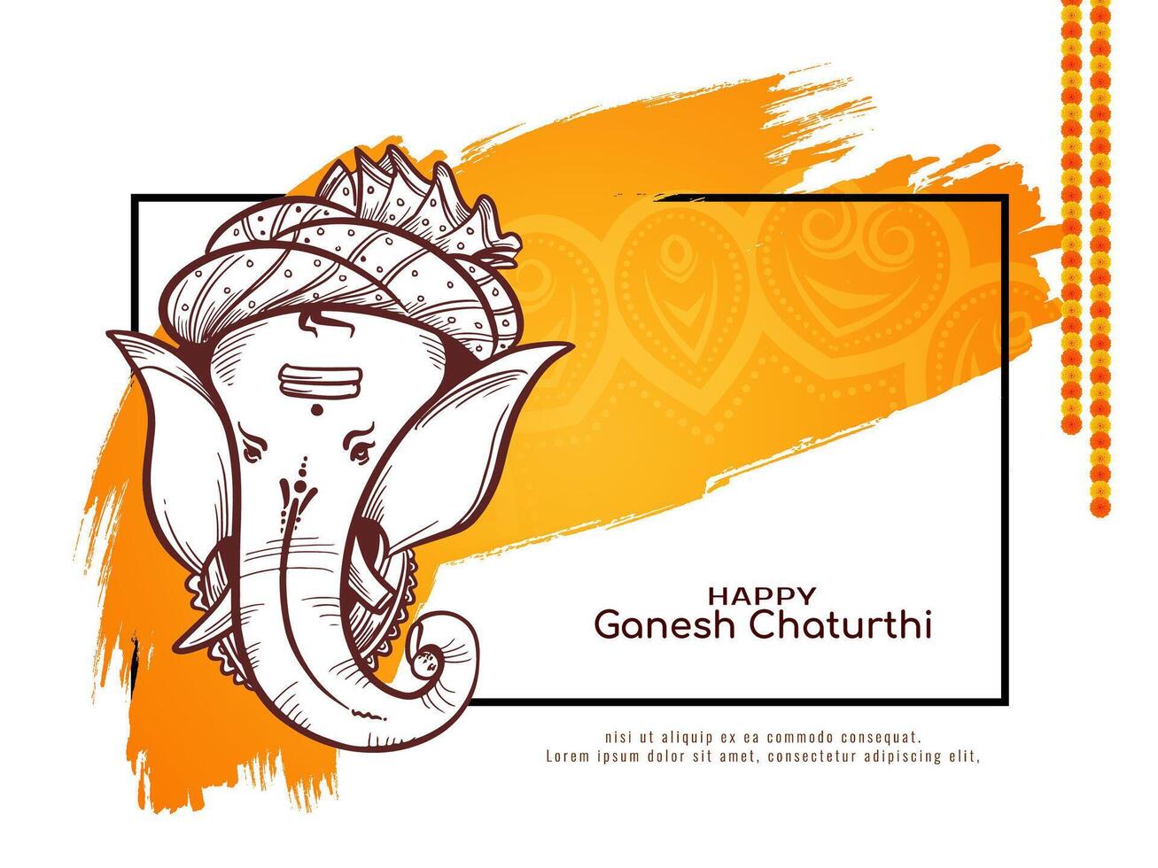 Artistic Happy Ganesh Chaturthi traditional Indian festival greeting card vector