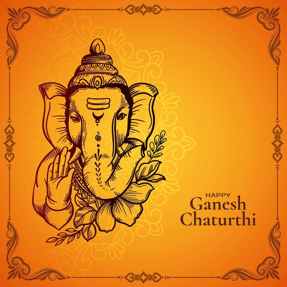Beautiful Happy Ganesh Chaturthi Indian traditional festival background vector