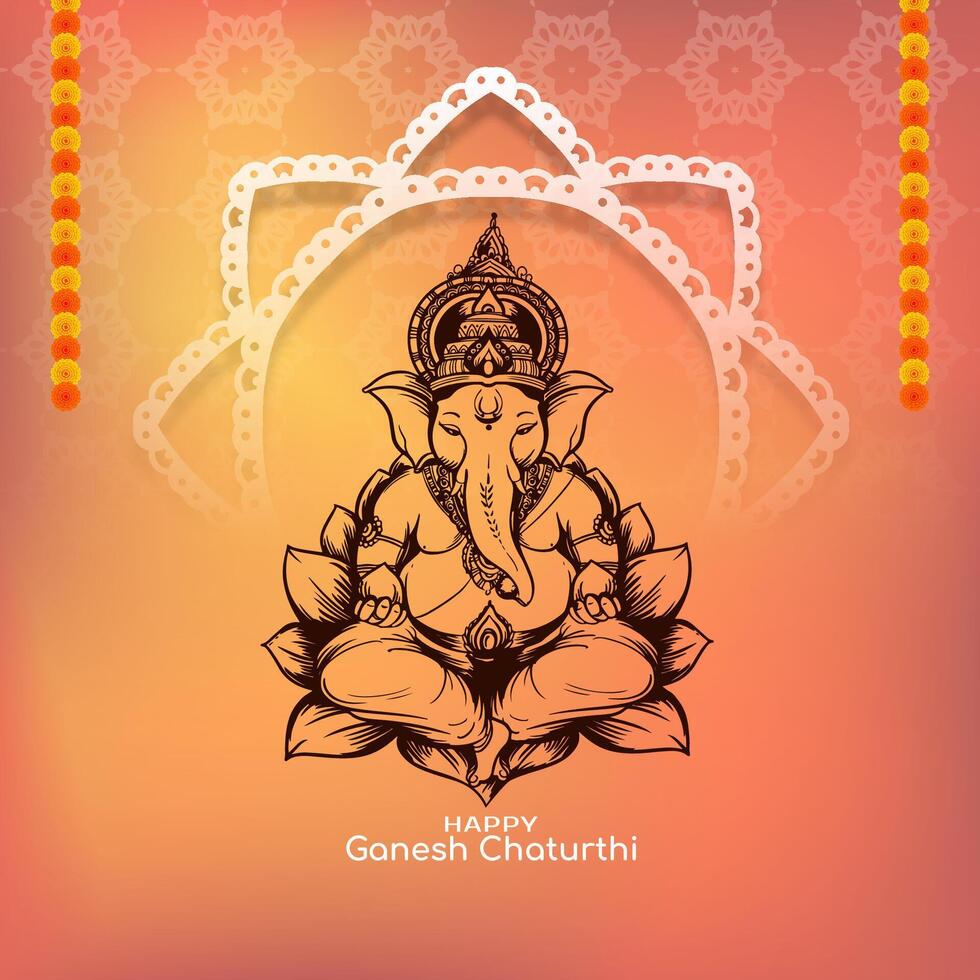 Happy Ganesh Chaturthi Indian religious festival background vector