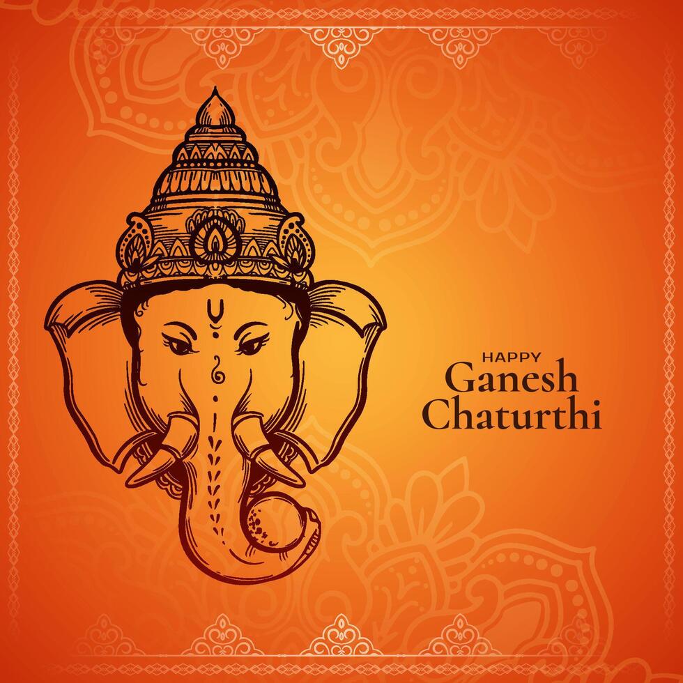 Beautiful Happy Ganesh Chaturthi Indian festival religious background vector