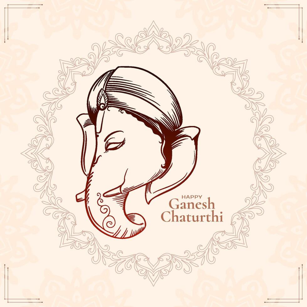 Happy Ganesh Chaturthi traditional Indian festival card design vector