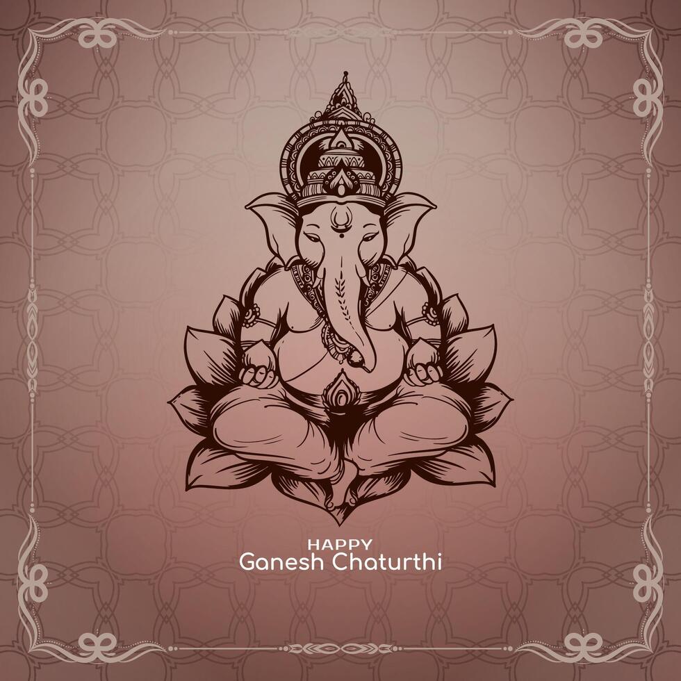 Beautiful Happy Ganesh Chaturthi Indian traditional festival background vector