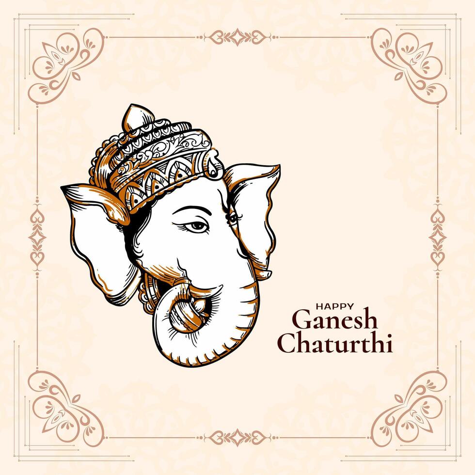 Artistic Happy Ganesh Chaturthi traditional Indian festival greeting card vector