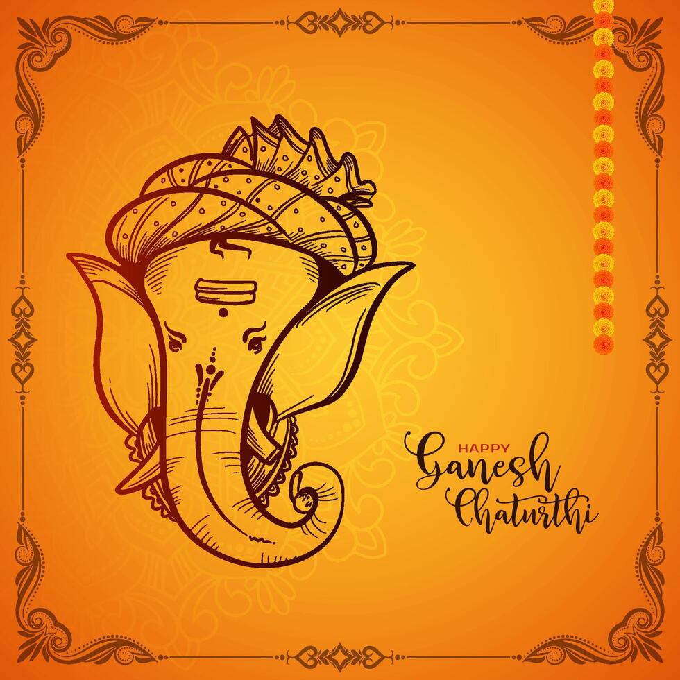Elegant Happy Ganesh Chaturthi cultural Indian festival celebration background vector