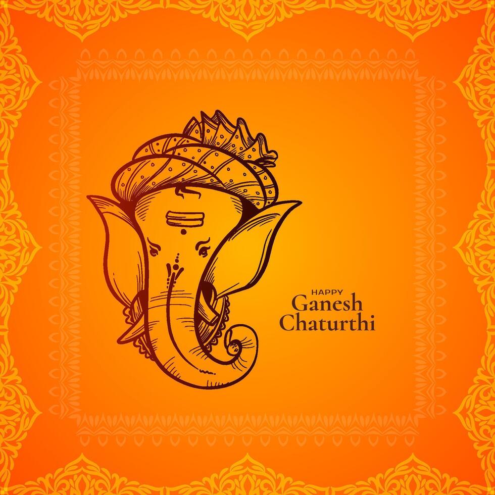 Happy Ganesh Chaturthi Indian festival celebration card design vector