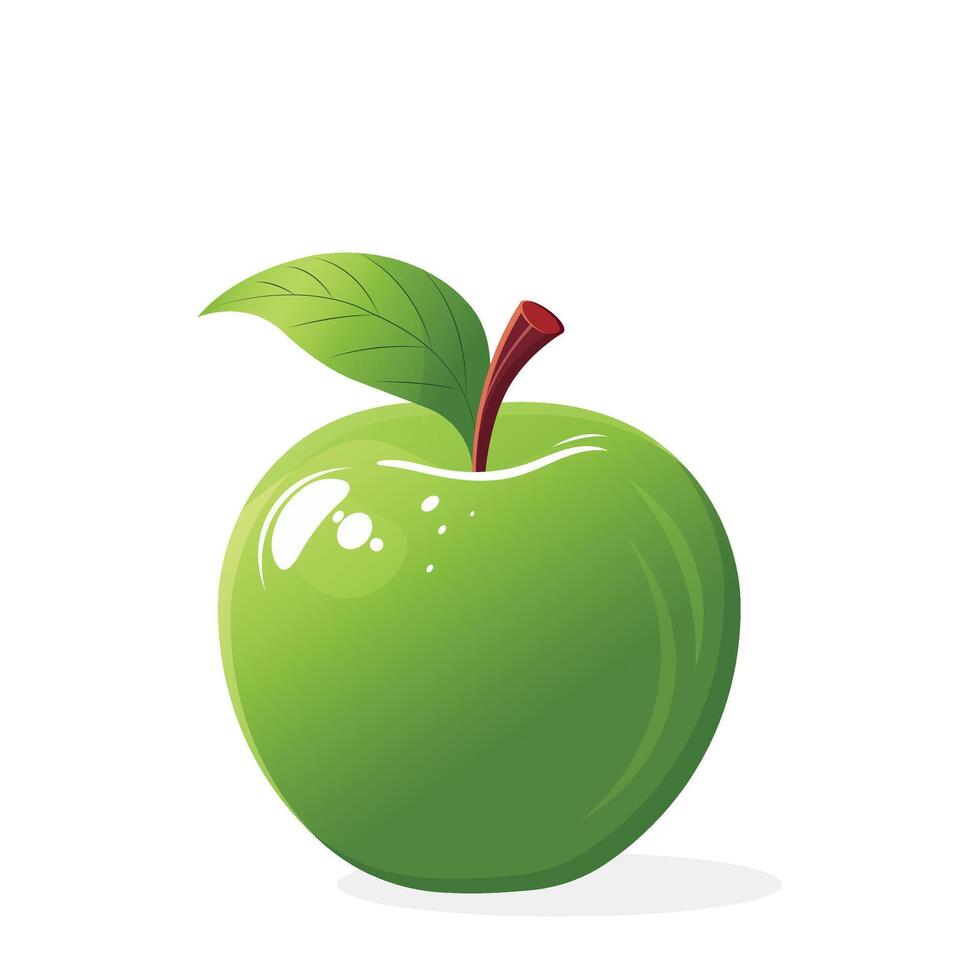 green apple isolated on white background with leaf vector