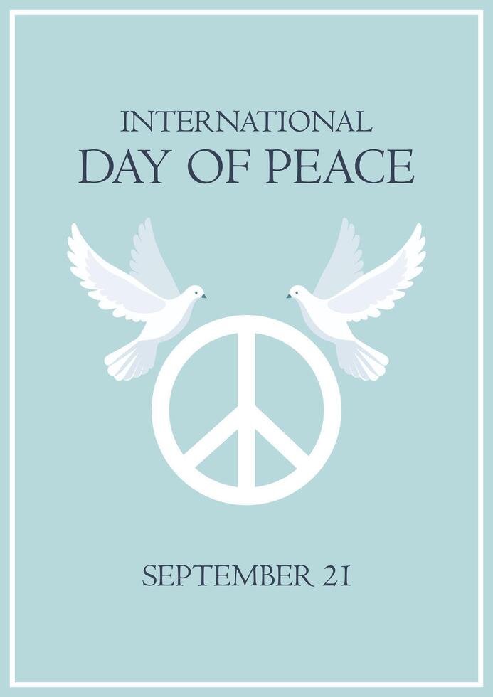 international day of peace minimalistic flat fyer design with white pigeons vector