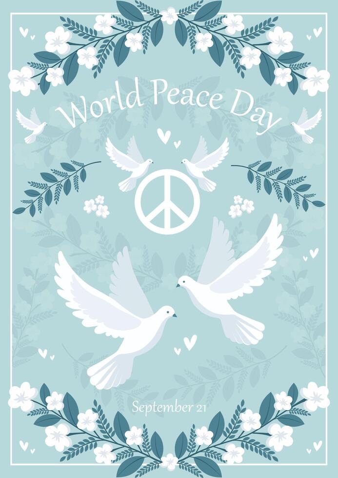 Happy World Peace Day flyer design in pastel colours vector