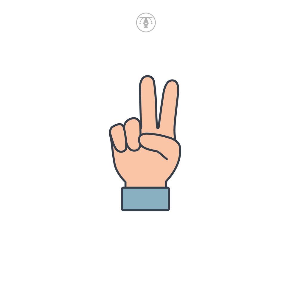 Peace Sign Hand Gesture icon symbol logo illustration isolated on white background vector