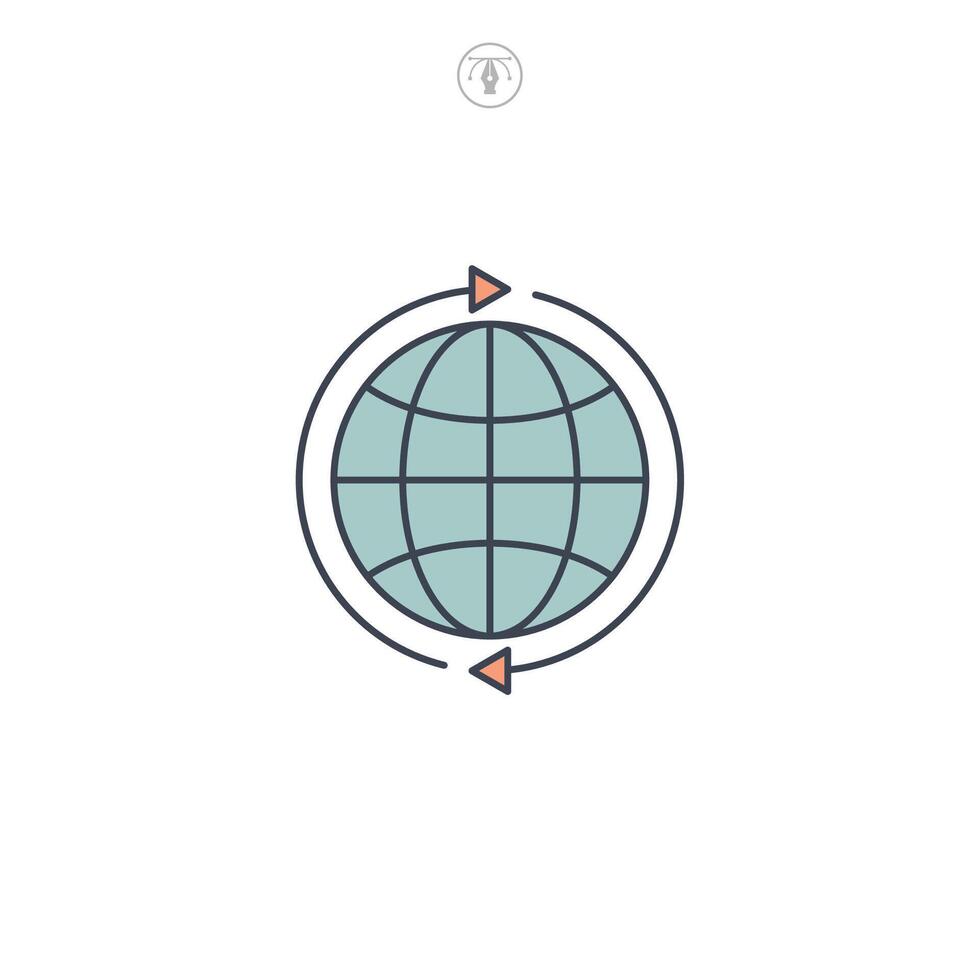 Globe with Arrow icon symbol illustration isolated on white background vector