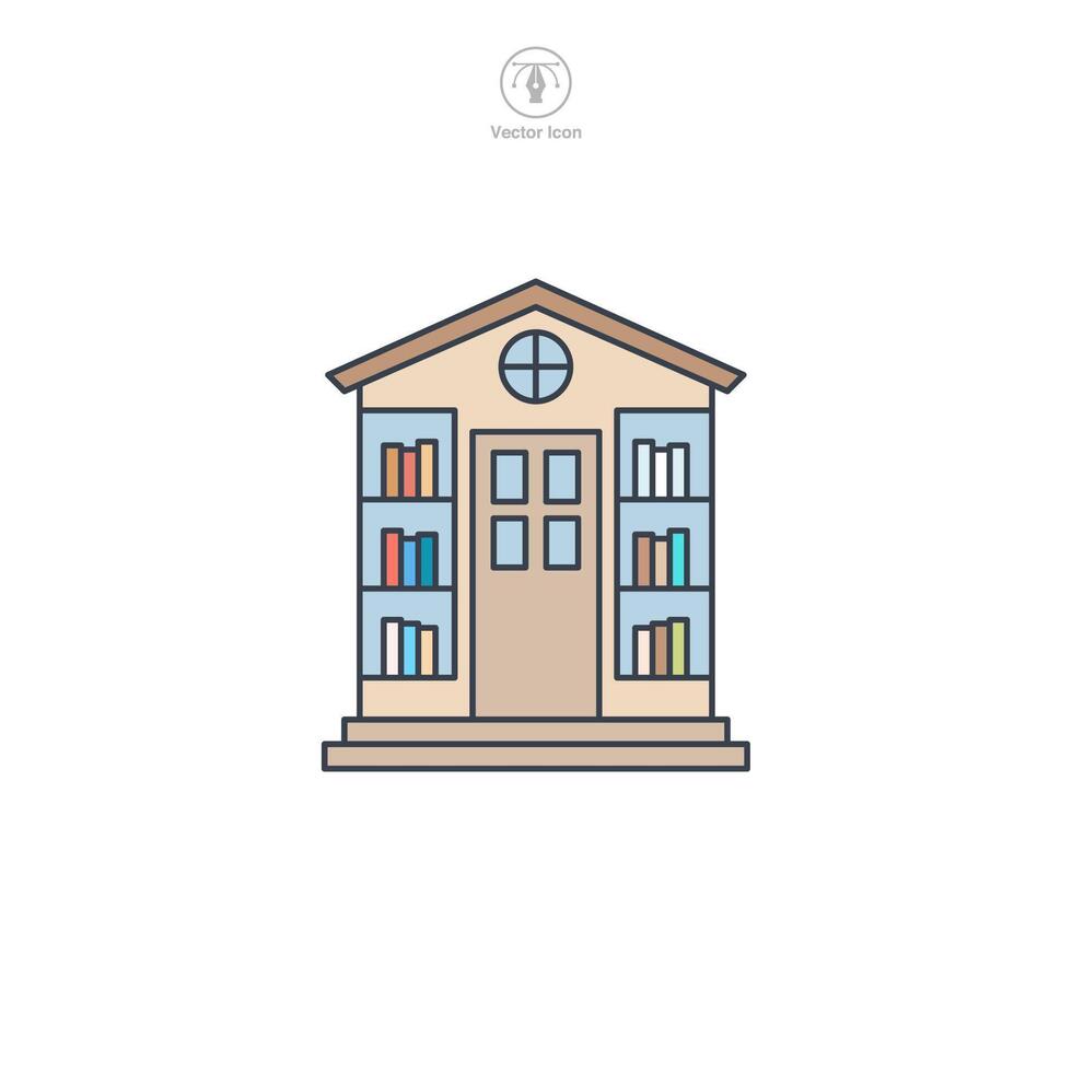 Library building icon symbol illustration isolated on white background vector