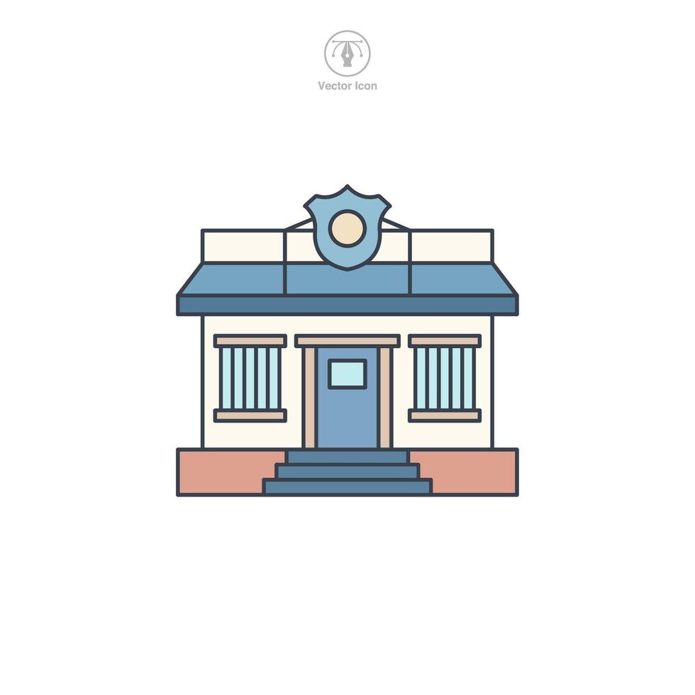 Police Station building icon symbol illustration isolated on white background vector